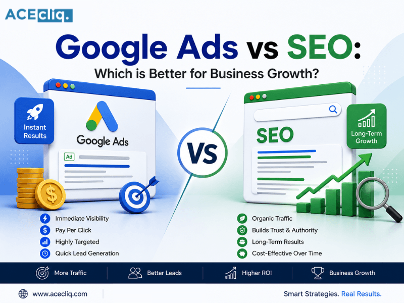 Google Ads vs SEO comparison for business growth